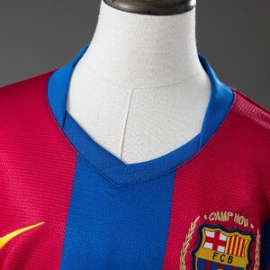 Barcelona 07_08 Home Retro Kids Kit Jersey – Replica Football Soccer Shirt – Siz