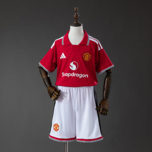 M-U 26_27 Home Kids Kit Jersey – Replica Football Soccer Shirt – Size 16–28