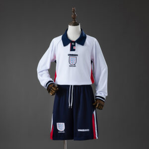 England 1998 Home Retro Long-Sleeved Kids Kit Jersey – Replica Football Soccer S