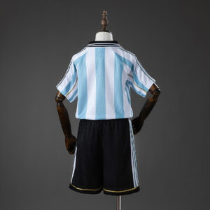 Argentina 1998 Home Retro Kids Kit Jersey – Replica Football Soccer Shirt – Size
