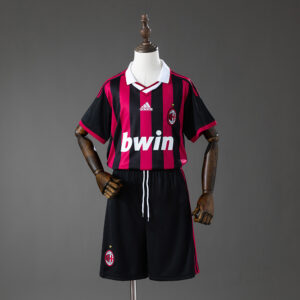 AC Milan 09/10 Home Retro Kids Kit Jersey – Replica Football Soccer Shirt – Size