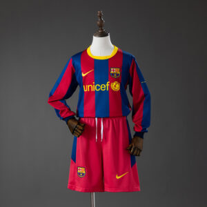 Barcelona 10_11 Home Retro Long Sleeve Kids Kit Jersey – Replica Football Soccer