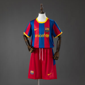 Barcelona 10_11 Home Retro Kids Kit Jersey – Replica Football Soccer Shirt – Siz