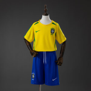 Brazil 2002 Home Retro Kids Kit Jersey – Replica Football Soccer Shirt – Size 16