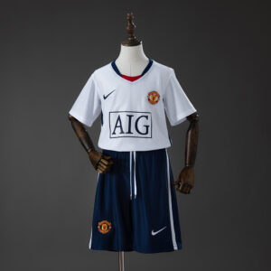 M-U 08_09 Away (League Edition) Retro Kids Kit Jersey – Replica Football Soccer
