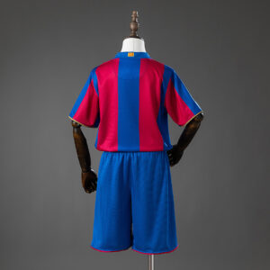 Barcelona 07_08 Home Retro Kids Kit Jersey – Replica Football Soccer Shirt – Siz