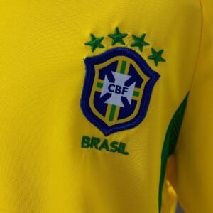Brazil 2002 Home Retro Kids Kit Jersey – Replica Football Soccer Shirt – Size 16