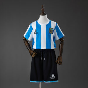 Argentina 1986 Home Retro Kids Kit Jersey – Replica Football Soccer Shirt – Size