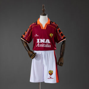 Roma 98_99 Home Retro Kids Kit Jersey – Replica Football Soccer Shirt – Size 16–