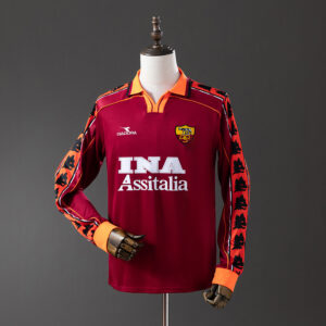 Retro Long Sleeve Roma 98_99 Home Jersey – Replica Football Soccer Shirt – S–XXL