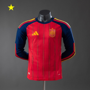 Spain 2026 Home 2-Star Champion Long Sleeve Player Version Jersey | Spain Footba