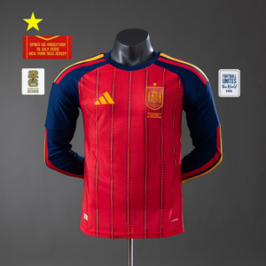 Spain 2026 Home 2-Star Champion Long Sleeve Player Version Jersey | Spain Footba