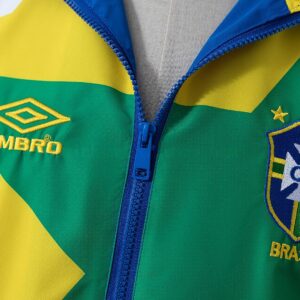 Brazil 92_94 Track Jacket Retro Windbreaker – Replica Football Soccer Shirt – S–