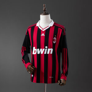 Retro Long Sleeve AC Milan 09_10 Home Jersey – Replica Football Soccer Shirt – S