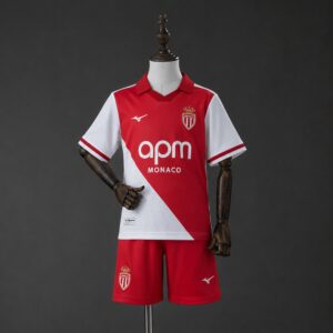 AS Monaco 26_27 Home Kids Kit – Replica Football Soccer Kids Kit – Size 16–28
