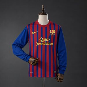 Barcelona 11_12 Home Long Sleeves Retro Jersey – Replica Football Soccer Shirt –