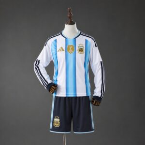 Argentina 2026 Home Long-Sleeve Kids Kit – Replica Football Soccer Kit – Size 16