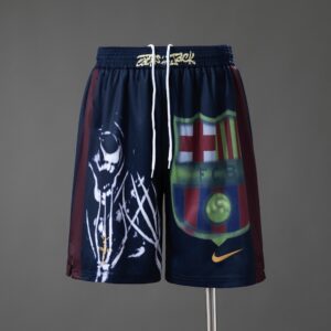 Barcelona 00_01 Home Retro Skeleton Shorts – Replica Football Soccer Shorts – S–